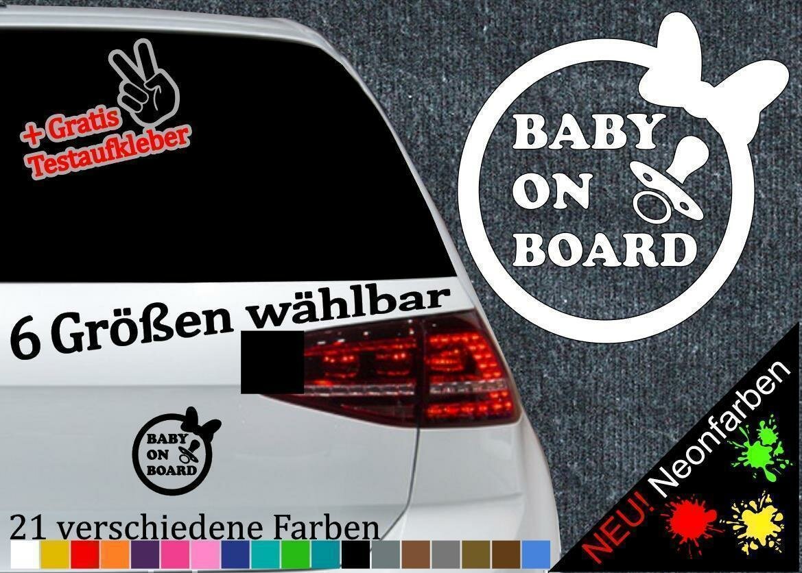 Baby on Board Aufkleber mit Schleife rund Sticker Eltern Oma Opa Kids, 3,49  €