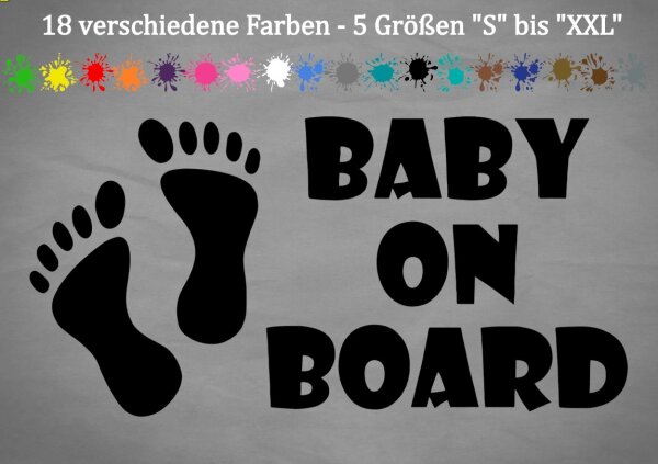 Baby on Board Aufkleber Kind an Bord F&uuml;&szlig;e Kid Sticker Geburt Heckscheibe